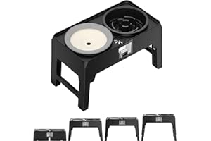 SCHITEC Elevated Dog Bowls, Slow Feeder & No Spill Water Bowl Stand, Raised Food Bowls with 4 Adjustable Heights for Small Medium Large Dogs (2L stainless steel water bowl+ABS food bowl)