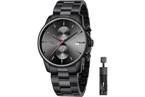 Affute Orologi da uomo in acciaio inox e metallo, stile casual, impermeabile, cronografo al quarzo, data automatica, lancette colorate…
