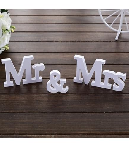 Mr & Mrs Houten Letters, Mr & Mrs Decoratieve Bruiloft, Grote