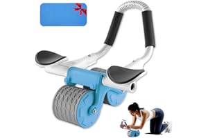 BUVYUOTU Neue Bauchroller Ab Roller Bauchtrainer mit Ellbogenunterstützung, Ab Wheel mit Automatische Rebound, Bauchmuskeltrainer mit Kniematte für Männer und Frauen, Bauchmuskeltraining Doppelrädern Stabiler
