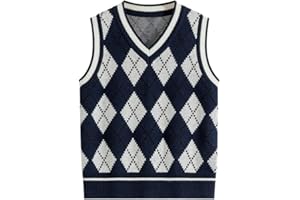 LOLANTA Boys Girls Knitted Vest V-Neck School Jumper Sleeveless Knitwear Sweater Pullover for Kids 5-11 Years