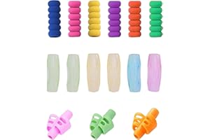 Udewo 15 Pcs Pencil Silicone Pen Grip Finger Pencil Grips Foam Pen Writing Aid Training Set for Kids & Adults Handwriting