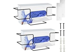 PANDAHUG 2pcs Glove Box Dispenser Wall Mount, Iron Glove Holder Glove Dispenser Multifunctional Glove Rack for Rubber Latex Gloves Organizer Facial Tissue, Glove Box Organizer for Lab Home Kitchen Office
