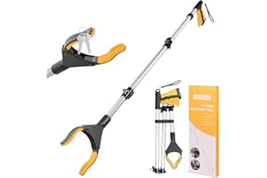 YAUNGEL Pinza Larga, Alcanzar Objetos 108cm Reacher Grabber Herramienta, 360 ° Cabeza giratoria para la Recogida de Basura, Pinzas Largas para Recoger Objetos para Ancianos (Amarillo)