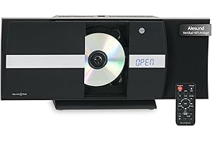 Bennett & Ross Ålesund Vertikal Stereoanlage - HiFi Microanlage mit CD-Player, MP3, UKW-Funktion, USB und Bluetooth mit NFC - Standaufstellung oder Wandmontage - Fernbedienung - Schwarz