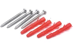 Electronic Spices Screw Type Solid Wall Fixing keel,Nails With Hard Plastic Plug, (0.4 inch x 2.5 inch) - Pack of 20
