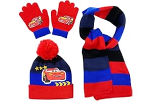 FISAPBXC Lightniing Cappello Sciarpa Guanti Invernale Set , Mccqueen Cappello termico lavorato a maglia Set di guanti con cappello e sciarpa da Autunno Invernale Natale Cappello Sciarpe Guanti Set di 3 Regali