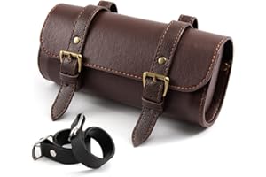 evomosa Motorcycle Saddle Bag Mini Motorbike Fork Handlebar Pu Leather Tool Storage Bag