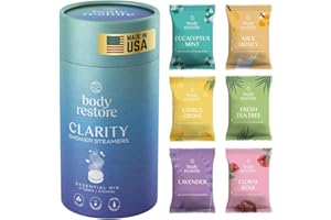 Body Restore Shower Steamers Aromatherapy 6 Pack - Relaxation Birthday Gifts for Women and Men, Travel Essentials, Stress Relief and Self Care - Clarity