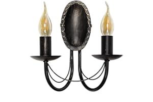 LICHT-ERLEBNISSE Kinkiet antyczny brązowy 2-punktowy E14 do 60 W styl dworkowy lampa ścienna rustykalna salon sypialnia lampy korytarz kinkiet