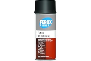 FEROX Primer Fondo Antiruggine Rosso Mattone, Fondo Protettivo con Inibitori della Corrosione, Adesione su Metallo, Ferro, Ottone, Rame e Alluminio, Idoneo Sulla Ruggine, 400ml