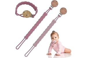 Catenella Portaciuccio in Silicone, Kizaten 2pcs Catenella Portaciuccio Adatto a Neonati e Ragazze, Mantieni i Ciucci Puliti, Elevata Tenacità e Durata, Rosa (Viola/Rosa)