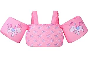 GOGOKIDS Toddler Swimming Float Vest, Arm Bands Kids Swim Vest with Shoulder Harness Baby Floats Swimming Training Jacket for 2-6 Years Old Boys Girls Perfect for Pool, Learn to Swim and Beach