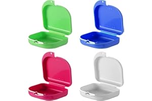 GmeDhc 4 pezzi Porta Apparecchio Denti, Scatolina per Dentiera con Fori di Sfiato, Scatola Apparecchio Denti, Scatola per Protesi, Contenitore Bite Dentale per Dentiera, Custodia Bite Dentale