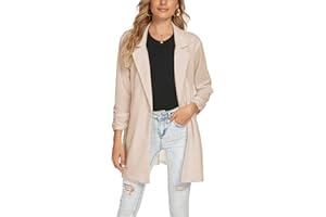 LADI TREND Womens Long Blazer Casual Long Sleeve Jacket Oversized One Button Coat Formal Suit