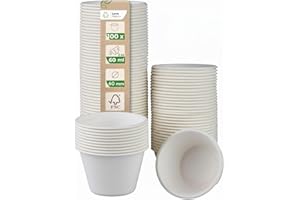 Love Nature Pot Sauce 60 ml - 100 Pieces Pot a Sauce a Emporter - Vaisselle Jetable en Pulpe de Canne