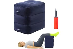 MeYuxg Bandscheibenwürfel, Stufenlagerungswürfel, Schaumstoffwürfel Gross, Stufenlagerungskissen, Aufblasbare Fußkissen mit Pumpe, 40 x 30 x 43 cm (3 Schichten, Dunkelblau)