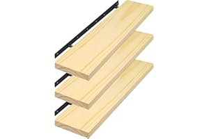 eSituro Étagère Murale, Lot de 3,Étagère Flottante, Tablette Murale, Décoration Murale, Étagère Rangement en Bois Massif, Support Invisible, 80x19x3,5cm