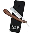 Straight Razor - Straight Edge Razor Natural Wood Scale – Sharp, High Hardness J2 JAPANESE Steel Cutthroat Straight Edge Blade, Vintage Wood Handle, Barber Razor