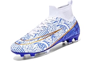 Hmhnsya - Scarpe professionali da calcio/atletica con tacchetti e collo alto, unisex, da uomo/ragazzo/bambino