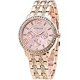 Geneva Women's Water Resistant Stainless Steel Analog Watch AWNTG-01-W0010-37 mm - Rose Gold