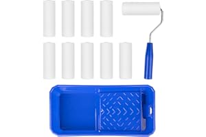 CIMOYBAI 10 Pezzi Rullo per Pittura, 10cm, Rulli per Pittura con 1 Manico a Rullo e 1 Vaschetta, Rullo per Pittura Piccolo, Pareti Lisce e Poco Ruvide