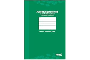 ‎RNKVERLAG RNKVERLAG - Ausbildungsnachweis-Heft, für alle Ausbildungsberufe, DIN-A4, wöchentliche oder monatliche Eintragungen, Rückstichheftung, 1 Stück