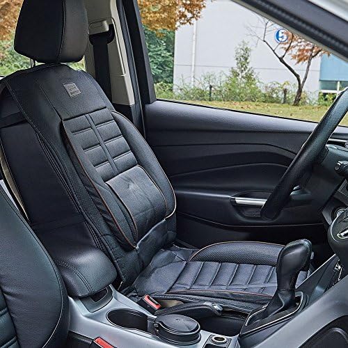 Urlifehall BLACK with Brown Line PU Leather Universal Front Rear Full Set Car Seat Covers