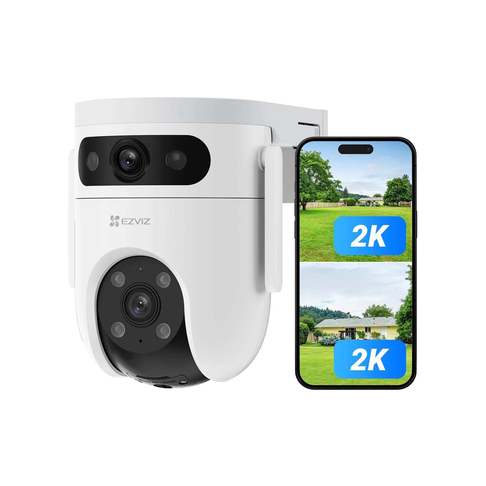 EZVIZ by Hikvision|H9C Dual-Lens(3MP+3MP) Pan & Tilt Wi-Fi Camera|Two-Way Talk|AI-Powered Human/Vehicle Detection|Active Defense with Siren and Strobe Light|Weatherproof Design|Upto 512GB Support
