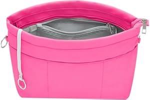 HyFanStr Organisateur de Sac à Main en Nylon pour Femmes, Bag In Bag Pochette Sac de Rangement Intérieur avec à Fermeture éclaire Moyen Rose