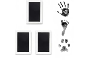 MORJCG 3 Pcs Baby Hand and Footprint Kit, Paw Print Pad, Baby Prints Hands and Feet, 3 Baby Handprint Ink Pads with Clean-Touch, 6 Imprint Cards, Pet Paw Print, Family Keepsake (Black)