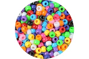 Tiehuoxia 1000+ Pony Beads for Bracelet Making, 6×9 mm Plastic Bead, Colorful Kandi Beads for Hair Braids, Crafting, Necklace and DIY Projects (Multi-Coloured)