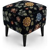 Coart Home Puf ve Bench, Ahşap Ayaklı, Siyah, 40x40 cm, Kare
