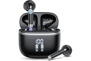 HOIFA Bluetooth Kopfhörer, Kopfhörer Kabellos Bluetooth 5.4 In Ear Kopfhörer mit 4 ENC Noise Cancelling Mic, 40H Spielzeit mit LED, IP7 Wasserdicht in Ear Ohrhörer für Arbeit/Studium/Freizeit Schwarz