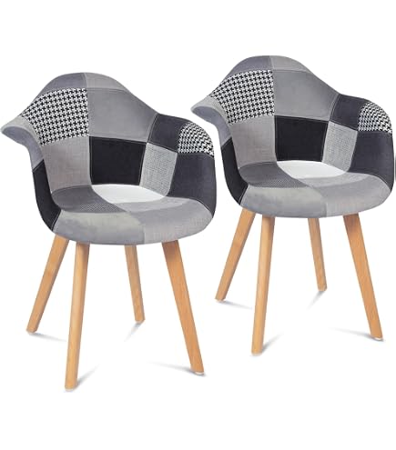 HOME DECO FACTORY - HD6790 Fauteuil Eleonor Confortable - Textile Polyester - Rembourrage PU - Bois - Style Vintage pour Salon Ou Salle À Manger - Dimensions 64 x 54 x 54