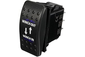 Mintice Auto 12V 20A Led Blu Luce Pannello Momentaneo Interruttore a Bilanciere Pulsante Verricello Cruscotto Impermeabile On Off On 7Pin Winch Light