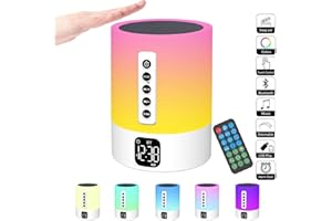BITSWOLEE Enceinte Bluetooth Reveil Veilleuse, Lampe de Chevet Tactile avec Machine à Bruit Blanc, Haut-Parleur Bluetooth Veilleuse Enfant Réveil Lumineux Idee Cadeau Ado Fille,Enfant, Femme, Anniversaire, Noel