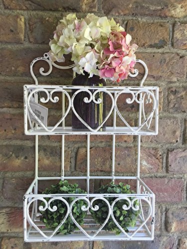 NOSTALGISCHES ° WANDREGAL° WANDKORB ° HERZ WEIß ° GUSSEISEN° SHABBY ° VINTAGE