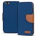 Produktbild iPhone 6S, 6 Hülle, Conie Mobile Textil Booksytle Handyhülle, Klapptasche, Kartenfächer, Silikon Schale, Wallet Schutzhülle in Blau