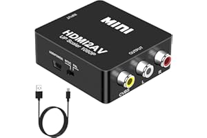 LUHWYJA Convertitore da HDMI a RCA,Adattatore HDMI a RCA,Convertitore da Mini AV RCA CVBS a HDMI Video Audio 1080P 720, Supporta PAL/NTSC con USB Cavo per PC/WII/N64/TV/PS3/Blu-Ray DVD