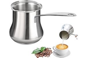 BORDEAG Cafetera Turca De Acero Inoxidable,500 ml Cafetera Turca Srabe,Calentador De Mantequilla Para Cafetera Moka Y Tetera,Hogar,Oficina,Viajes,Leche,Placa De Inducción