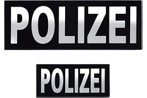 KEAJUIDY 2 Stück Polizei Patches Reflektierende für Weste Aufnäher auf Rückseite Abnehmbare Stickerei Klettverschluss Jacke Rücken Uniform Umhängetaschen Rucksäcke Jeans (1 klein + 1 groß)
