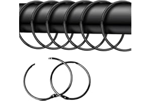 UTEFIF 20 Anelli per Tende, 50 mm, Tondi, Clip in Metallo (Nero)