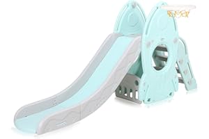 Baby Vivo Kinder Rutsche Gartenrutsche Kleinkinderrutsche Kunststoff abgerundete Ecken & Kanten für Indoor & Outdoor in Türkis/Grau