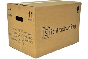 SmithPackaging 20 Large Strong Cardboard Packing Moving House Boxes 51cm x 29cm x 29cm with Carry Handles and Room List