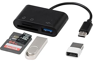 JOWFAY Lettore di Schede 3 in 1, Adattatore da USB Ｃ SD Micro SD CF Alta Velocità di Trasferimento Portatile Adatto per Fotografi Viaggiatori Ufficio Compatibile con PC e Mac con OTG Funzione Card Reader