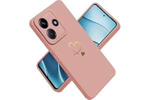 Paitech für Xiaomi Redmi Note 14 Hülle, Ultra Dünn Weiche TPU Silikon Case Stoßfeste Schutzhülle Kameraschutz mit Niedliche Gold Love Herz Muster Hanyhülle für Redmi Note 14, Rosa
