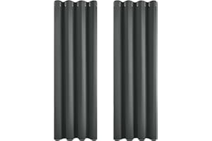 Deconovo zasłony nieprzezroczyste, do sypialni, na przelotkach, 160 x 117 cm (wys. x szer.), ciemnoszare, zestaw 2 szt.
