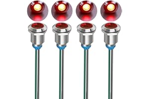 Gebildet 4pcs LED Métal Indicateur Lampe de Signalisation Étanche avec Fil 12mm 3V-4.5V-5V-6V-7.5V-9VDC (Rouge)