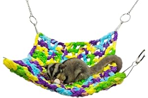 Oncpcare Small Pet Cage Hammock, Plush Woven Parrot Climbing Toy, Cozy Sugar Glider Hideout Tunnel Hideaway Bed for Rat Hamster Squirrel Guinea Pig Ferret, Colour Random